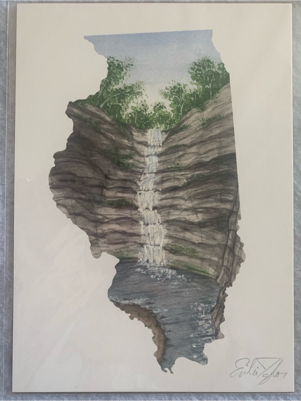 Illinois Waterfall State Print Nature Wall Art 5x7 Decor